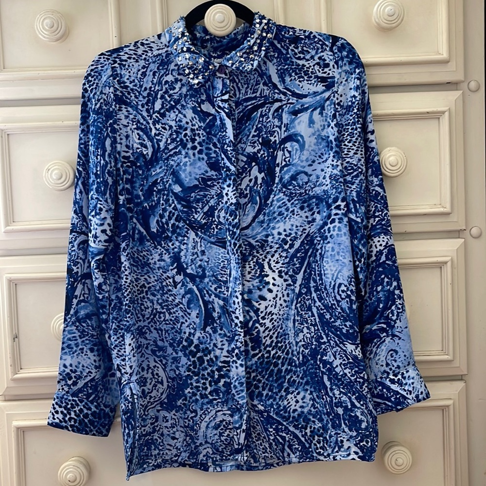 Euc Chico’s Dynamic Mix Misti Button Down Top. - Picture 1 of 8